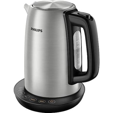 Philips Domestic Appliances Bollitore Elettrico HD9359/90 Acciaio Inox, Programmi Pre-Impostati, Mantenimento della Temperatura, Capacità 1.7 l, Luci LED