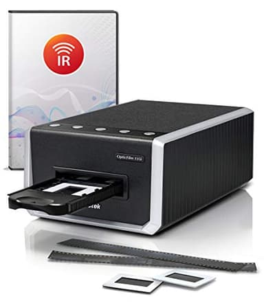 Plustek OpticFilm 135i - Scanner automatico per pellicole e diapositive, Batch converte diapositive da 35 mm e negativi per pellicole, 7200 dpi e polvere infrarossa