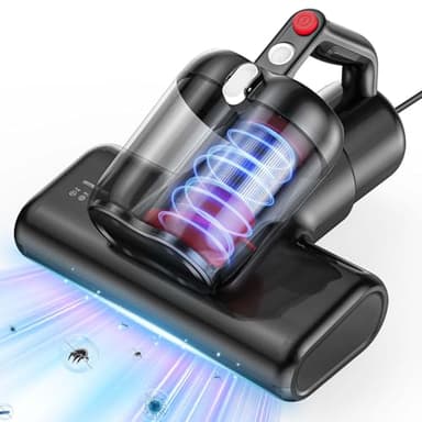 YUFAC Aspirapolvere per materassi, 16Kpa Battimaterasso Aspirapolvere antiacaro con luce UV, Aspiratore portatile per materassi da 600W con filtro HEPA, Aspiratore per letto, divano (Nero)