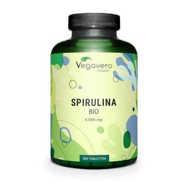 Spirulina Bio | 4.000 al giorno – 1.000 mg per compressa | 3,9% di Ficocianina | 100% Pura e Biologica | Alga Spirulin Platensis | Certificata in Laboratorio Tedesco | Vegavero®