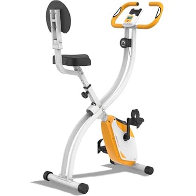 Ultrasport F-Bike Cyclette da Casa Pieghevole I Cyclette Pieghevole da Casa fino a 130 KG con Sella Extra Confortevole e LCD Display, Cyclette da Camera (Arancione-Bianco)