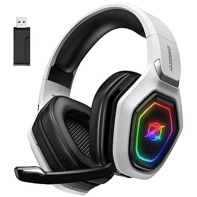 Cuffie Gaming Wireless per PC/Ps5/Ps4, 2,4GHz Wireless+5.3 Bluetooth, Cuffie con Microfono 7.1 Qualità Audio Senza Perdita di Bassa Latenza, Durata di Oltre 30+ Ore