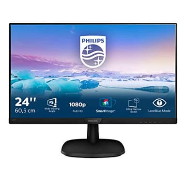 Philips 243V7QJABF Monitor 24" LED IPS FHD, 4 ms, 3 Side Frameless, Low Blue, Flicker Free, HDMI, Display Port, VGA, Casse Integrate, Attacco VESA, Nero