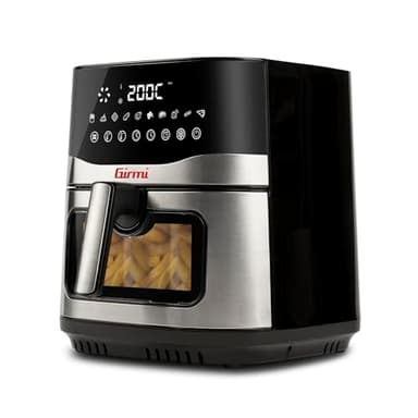 Girmi FG90 Friggitrice ad Aria Ecofrit Premium, 2200W, 9 Lt, Doppia Resistenza, Finestra, Contenitore Antiaderente, Display Digitale, Scongelamento, Partenza Ritardata, BPA/PFOA safe