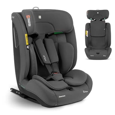 KikkaBoo i-Size i-FLIT, Seggiolino Auto 9-36 kg ISOFIX – Gruppo 1/2/3, Reclinabile, da 15 mesi a 12 anni, Protezione SPS, Top Tether, Poggiatesta Regolabile, Grigio scuro