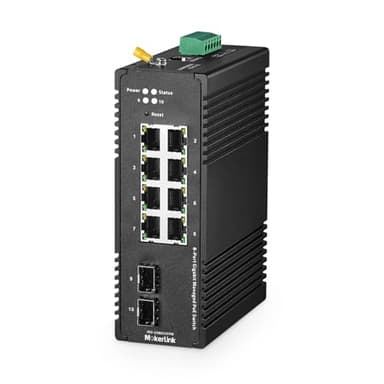 MokerLink Switch Ethernet Gigabit PoE Industrial DIN-Rail a 8 porte, gestito, 2 porte SFP, IEEE802.af/at 96W PoE+ Power, Web L2+ Managed IP40 Switch, con alimentatore di rete