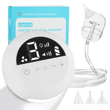 Aofesel Aspiratore Nasale Neonato Elettrico Ricaricabile a 9 Stadi di Maggiore Potenza di Aspirazione con Luce Notturna e Filastrocca, 3 punte in silicone, per Neonati e Bambini