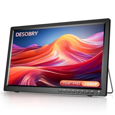 Desobry TV portatile da 15,6 pollici con risoluzione 1080P digitale DVB-T2, mini TV con batteria ricaricabile che supporta l'ingrsso USB HDMI AV, 12v con caricatore per auto e telecomando e antenn