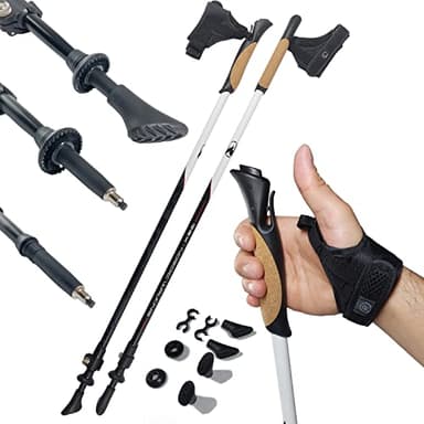 WeLLIFE Bastoni Nordic Walking Regolabili in Alluminio Ultraleggeri Telescopico, Impugnatura in Sughero Naturale e Polsino con Sgancio Rapido CLICK and GO per Escursionismo e Trekking