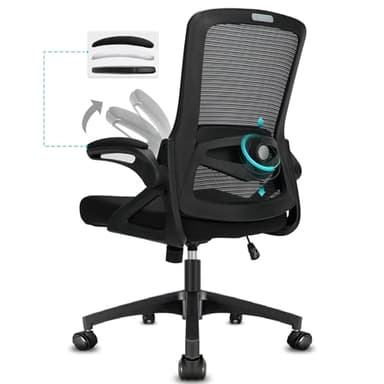 Milacyee Sedia da Ufficio Ergonomica, Sedia Ufficio con Braccioli Pieghevoli, Regolabili in Altezza, Sedia Ergonomica con 4D Supporto Lombare Regolabile, Ruote Silenziose, Capacità 120kg