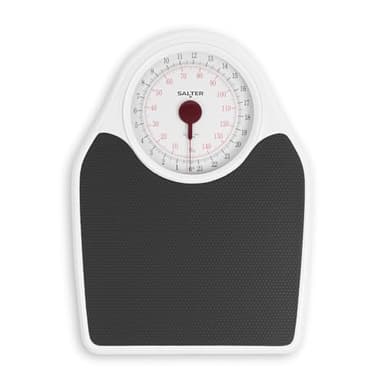 Salter 145 BKDR Bilancia da bagno pesapersone meccanica Doctor Style, fitness, max 150kg, ampia piattaforma, quadrante a vista, misurazioni precise in kg,st e lb, bianco/nero