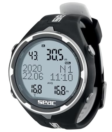 SEAC Action, Computer da Subacquea per Immersioni e Apnea, Manager per PC/Mac, Allarmi di Sicurezza, Dive Log Unisex Adulto, Nero/Bianco, Standard