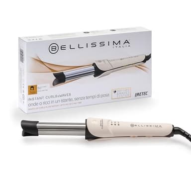 Bellissima Imetec Instant Curls & Waves, Ferro arricciacapelli per onde, Thermo Control, diametro 25 mm, temperatura regolabile 170°C - 210°C, riscaldamento rapido, autospegnimento, fermacavo