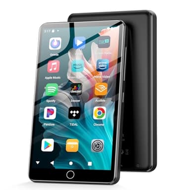 Lettori MP3 144GB con Bluetooth WiFi, lettori MP4 da 2000mAh con schermo touchscreen da 4” e altoparlante, lettori musicali MP3 con sistema operativo Android 13, Spotify, Audible, Play Store (black)