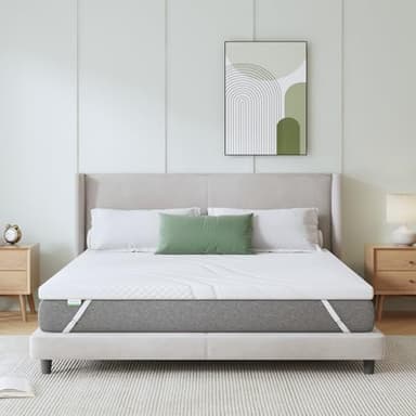 Novilla Topper 160x190, Topper Matrimoniale in Memory Foam e Schiuma in Fibra di Bambù 7.5cm，Favorisce la Ventilazione e la Permeabilità All'aria, Buon Supporto, Eccellente Fascia Elastica Antiscivolo