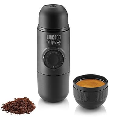 WACACO Minipresso GR, Macchina Caffe Portatile, Macchina Espresso Portatile, Compatibile con Caffè Macinato, Caffe Viaggio, Azionabile Manualmente con un Pistone, Perfetto per il Campeggio