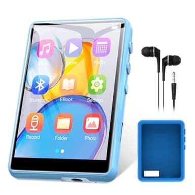 ZAQE 64GB Lettore MP3 Bluetooth 5.3 Stabile, 2.4" Touchscreen Mp3 Lettore Musicale Portatile, HiFi Lettore MP3 con Radio FM, Altoparlante, Registratore Vocale, Cuffie incluse, Supporta fino a 128GB