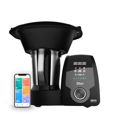Zilan ONYX Thermo Robot, Robot da cucina multifunzione con Wi-Fi, 30 funzioni, display LED digitale, Bilancia incorporata, 3,3 L, 1700 W