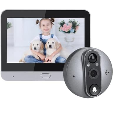 DFCAT Spioncino Digitale a Batteria 1080P,Suoneria Campanello,Wifi Video Telecamera Senza Fili con da Monitor 4,3" Pollici,Alexa,Scheda 32G inclusa