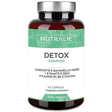Detox Depurativo Fegato Intestino + Potente ed Efficace Diuretico - Drenante Forte + Elimina Tossina e Liquidi con Carciofo, Ravanello Nero, Vitamine E + 8 Piante e Semi - 90 Capsule Vegane Nutralie