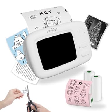 Mini Stampante Portatile, Stampante Termica A2, Mini Stampante Fotografica per Appunti, Diario, Foto, Elenchi, Compatto Stampante Bluetooth Compatibile con IOS/Android