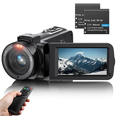 VAHOIALD Videocamera UHD 1080P 36MP 30FPS Video Camera,IR Visione Notturna Vlogging Camera,16X Zoom Digitale 3.0" IPS Ruotabile 270 ° Videocamera youtube con Telecomando,2 batterie
