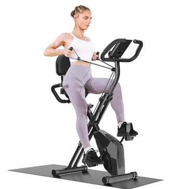 Dskeuzeew Cyclette Pieghevole da Casa 4 in 1, Bicicletta magnetica pieghevole, Cyclette 8 livelli di resistenza, monitor LCD e sensore di frequenza cardiaca