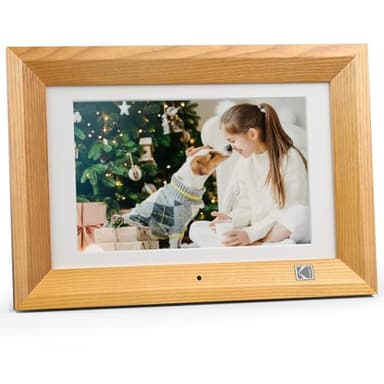 KODAK Cornice Digitale Foto 10 Pollici con Telecomando, 8GB Memoria, Legno Elettronica Cornici Digitali Display Casuale Foto Video e Musica, Supporto Auto Rotazione, Automatic Switch, Scheda SD e USB
