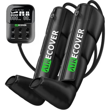 AIRECOVER Pressoterapia per Casa, Massaggiatore Gambe Senza Fili e Ricaricabile, Linfodrenaggio per Circolazione, Sollievo dal Dolore, Rilassamento Muscolare e Recupero, Batteria 4 Ore (L)