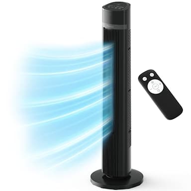 Pro Breeze Ventilatore silenzioso a torre senza pale, con telecomando, oscillazione di 90°, timer 15H, 4 modalità, 3 velocità, potente motore elettrico da 45 W, ventilatore portatile silenzioso per