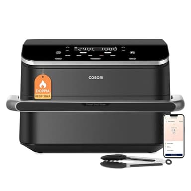 COSORI Friggitrice ad Aria 10 Litri, 7 in 1 Doppia Resistenza TwinFry con Doppio Cestello 5L&5L e Separatore Rimovibile, 2800W Air Fryer WiFi con Doppia Resistenza, 40-240℃, 70 Ricette Online, TF102S