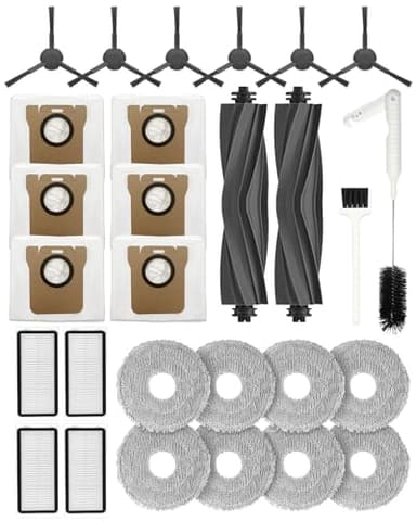 Yivy 28 pezzi di ricambio per aspirapolvere Dreame L20 Ultra/L20 Ultra Complete, S20 Ultra/S20 Ultra Complete Kit accessori: 2 spazzole principali, 6 spazzole laterali, 4 filtri HEPA, 6 sacchetti per