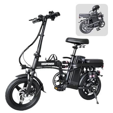 DEEPOWER Bicicletta elettrica pieghevole, bicicletta elettrica, batteria rimovibile 48V 10Ah, motore 250W, freni a doppio disco, bicicletta da città per adulti (10Ah)