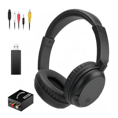 Cuffie TV Senza Fili con Bluetooth Trasmettitore, Hi-Fi, 30 Ore, Comodo e Facile da Usare per Gli Anziani, Con un Convertitore Digitale Compatibile con Tutti i Dispositivi di Uscita Audio Come TV