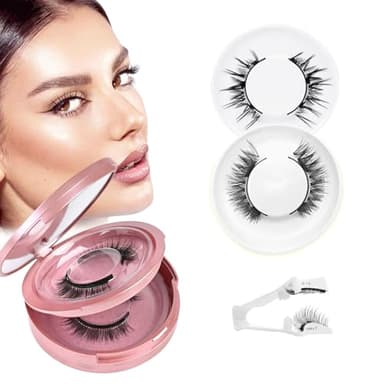 iCovalescent 2 Paia Ciglia Finte Magnetiche, Ciglia Magnetiche con Applicatore, Ciglia Finte Magnetiche Naturali, Magnetic Eyelashes Riutilizzabili, Non Richiede Colla
