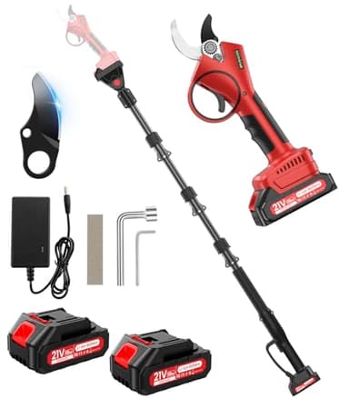 Forbici Potatura a Batteria con Asta 2m, 40mm Forbice Potatura a Batteria 2 * 2Ah, Potatore Telescopico a Batteria Ricaricabile, Cesoie a Batteria per Potatura per Frutteto, Giardino, Parco, Alberi