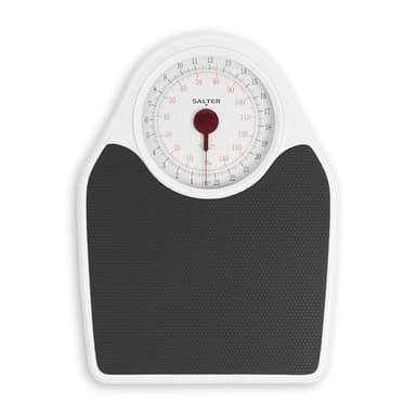 Salter 145 BKDR Bilancia da bagno pesapersone meccanica Doctor Style, fitness, max 150kg, ampia piattaforma, quadrante a vista, misurazioni precise in kg,st e lb, bianco/nero