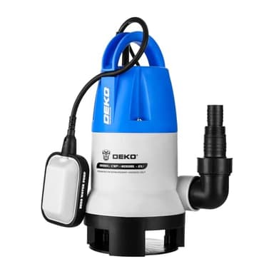 DEKO Pompa sommergibile portatile 400W 8000L/H Pompa acqua pulita/sporca Piscina Vasca da giardino Scarico per laghetto con interruttore a galleggiante e cavo lungo 10 m Blu