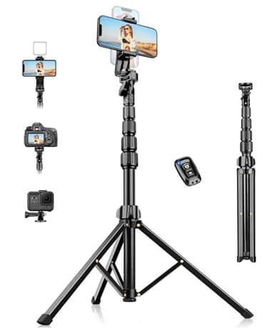 Nineigh 190cm Treppiede Smartphone, Alluminio Leggero Cavalletto Smartphone con telecomando e Supporto Telefono Cellulare, Estensibile Selfie Stick Treppiede per iPhone, Ideal per Video Vlog Youtube