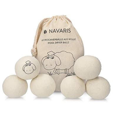 Navaris Palline Bio in Lana per Asciugatrice - Set 6x Sfere Gomitoli Ammorbidente Naturale 100% Eco-Friendly - Palle per Asciugare Bucato Ø 7cm