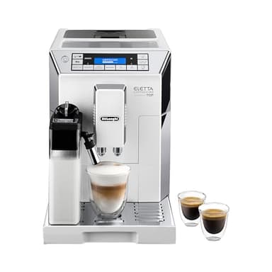 De'Longhi ECAM 45.760.W Eletta Cappuccino Macchina da caffè Automatica, 1450 W, 15 Bar, 2 Cups, Acciaio e plastica, Argento, Bianco