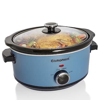 Eamoment 3,5 l | 200 W Slow Cooker con 3 livelli di riscaldamento e indicatore di potenza, lavabile in lavastoviglie e con maniglie, coperchio in vetro facile da pulire