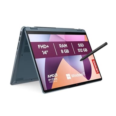 Lenovo IdeaPad Flex 5 Notebook Convertibile Touch 14" WUXGA (1920x1200), AMD Ryzen 7 5700U, 8GB RAM, 512GB SSD, Windows 11 Home, WiFi 6 - Stone Blue, LENOVO Digital Pen INCLUSA, Esclusiva Amazon