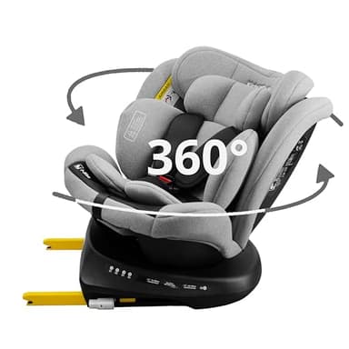 KidsZone Seggiolino Auto 0-36 kg Isofix i-Size, 40-150 cm - Seggiolino Auto Girevole 360 per Bambini Gruppo 0/1/2/3 - Top Tether, Reclinabile 5 posizioni, Regolabile in Altezza