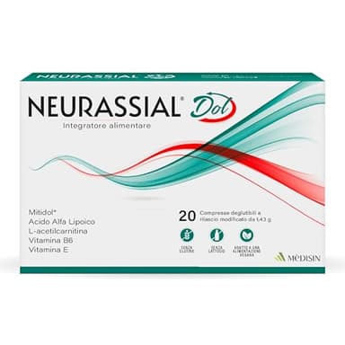 MèDISIN | NEURASSIAL DOL® Integratore per Benessere del Sistema Nervoso, Stati di Tensione localizzati, Protegge da Stress Ossidativo, con Acido Alfa Lipoico, Zenzero, Acmella e Vitamine, 20 Compresse