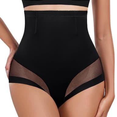 Xnova Guaina Contenitiva Donna Mutande Pancia Piatta, Pancera Contenitiva Intimo Contenitivo Modellante Vita Alta Slip, Traspiranti Body Shaper Panty Shapewear Senza Cuciture (Nero, S)