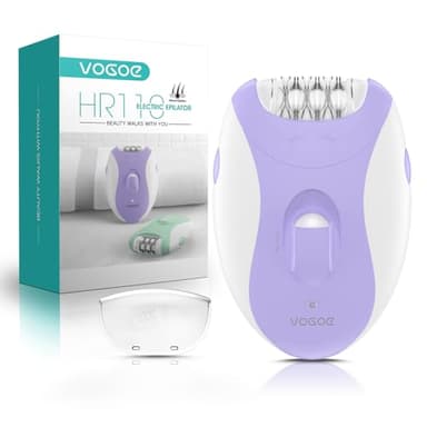 VOGOE Epilatore Elettrico Donna con 21 Pinzette & Luce LED, 2 Velocità Epilazione Senza Fili Ricaricabile, Epilatore Elettrico per Braccia & Gambe HR110 (Viola)
