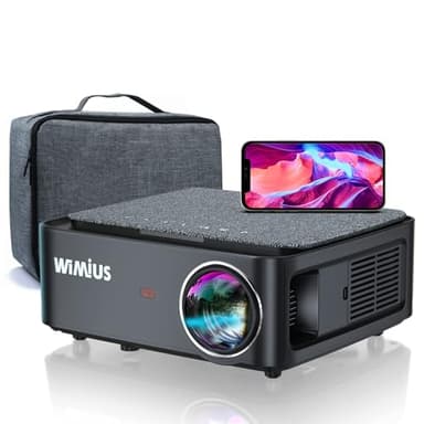 Videoproiettore WiFi Bluetooth, 18000 Lumen Proiettore Full HD 1080P Supporta 4K, WiMiUS Proiettori con 4D Correzione Trapezoidale, Zoom 50% per Home Cinema PPT, iOS/Android Smartphone(Borsa Inclusa)