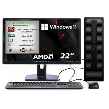PCRENEWED TECNOLOGIA ACCESSIBILE Pc Desktop Pronto All'Uso, Computer Pc Fisso ricondizionato A10 3.5 Ghz, Ram 16Gb, SSD 512Gb, Pacchetto Office 2019, Windows 11 Pro (Ricondizionato) (Pc Completo)