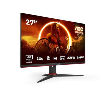 AOC Gaming Q27G2E/BK - Monitor da 27 Pollici QHD Monitor, 155 Hz, 1 ms MPRT, FreeSync Premium (2560 x 1440, HDMI, DisplayPort) Nero/Rosso